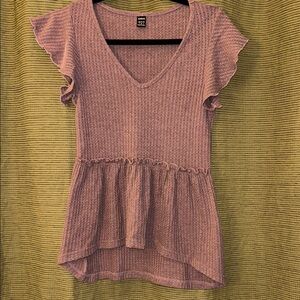 SHEIN Dusty Purple Ruffle Sleeve Blouse